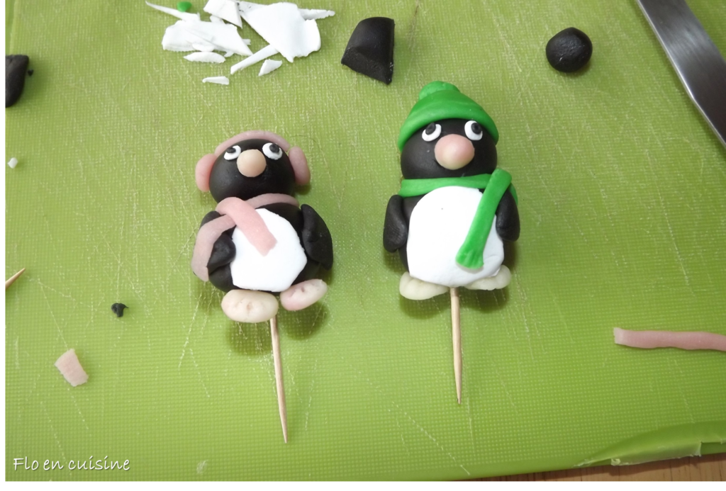 pingouins en pâte d'amande à faire avec les enfants